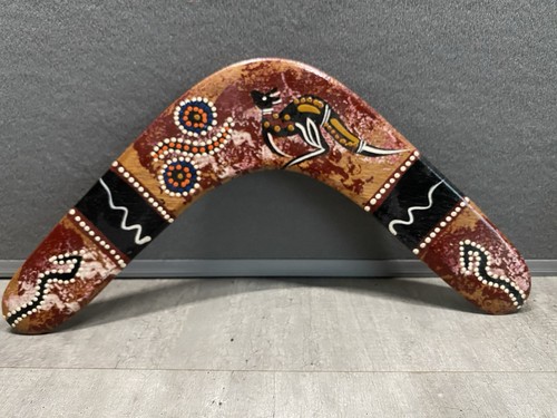 Hand painted wooden boomerang - wooden,