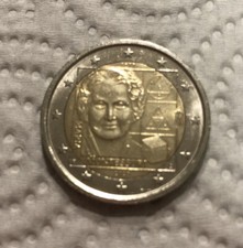 MONETA DA 2 DUE EURO RARA MARIA MONTESSORI 1870 2020 ERRORE DI CONIO NEL CUBO