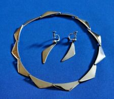 Collana girocollo modernista Hans Hansen Danimarca vintage argento sterling boomerang