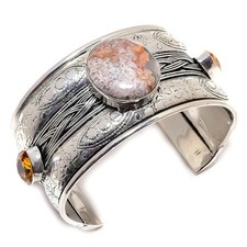 Bracciale in argento sterling 925 con pietra preziosa pazza pizzo agata, piet...