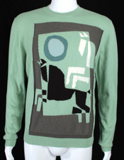 Maglione uomo HERMES verde pistacchio e multi VELKY LOV maglia cashmere M