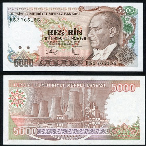 Turchia 5000 lire 1990 ataturk - 1990,