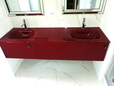 Lavandino sospeso marca Vertigo base sospesa con 3 cassettoni top 2 vasche Gres