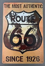 Insegna in metallo Route 66 30x20 cm vintage uomo grotta garage officina