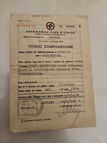Vintage foglio - a.c.i.,