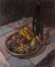 QUADRO OLIO SU TAVOLA GIACINTO GALBIATI 60x50 NATURA MORTA FIRMATO E CERTIFICATO