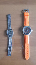 2 OROLOGI - "SIR TIME" MODERNO ROBUSTO GRANDE QUADRANTE ARANCIO + CASIO WR