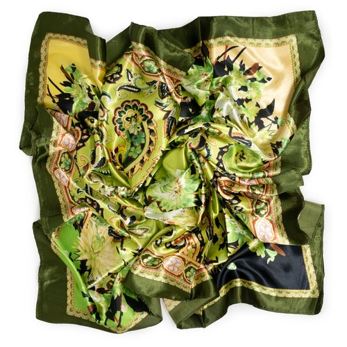 Foulard verde quadrato - , raso
