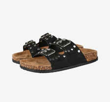 CIABATTE DONNA NERE SOLO SOPRANI CON BORCHIE NERO ESTATE 2025 SSW519N73