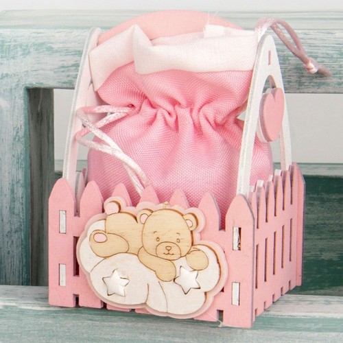 Portaconfetti rosa legno - portaconfetti,