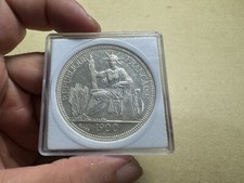 Monete 1 Piastre Argento Indocina 1900 Vintage Rare_Negozio LDP.