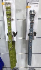 Collare CHIEN Verde Similpelle Cuoio Di Lusso Fibbia E Cromato 16mm x 35cm