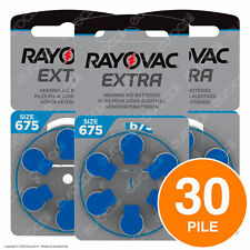30 Batterie PILE RAYOVAC Extra 675 per Apparecchi Acustici PROTESI udito PR44