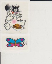 ADESIVI - GATTO KINDER - FARFALLA - VEDI FOTO PER CONDIZIONI