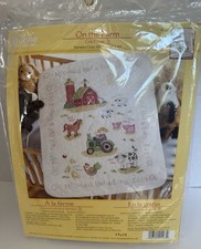 Kit copri culla Bucilla 2010 IN FATTORIA timbrato punto croce NUOVO #45567
