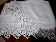 Tovaglia Da 12 Cotone Tessuto A Mano Bordo Uncinetto Anni 70