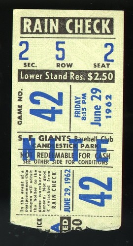 Biglietto baseball 1962 - biglietto,