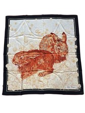SALVATORE FERRAGAMO vecchio FOULARD vintage SETA SILK leprotto animali