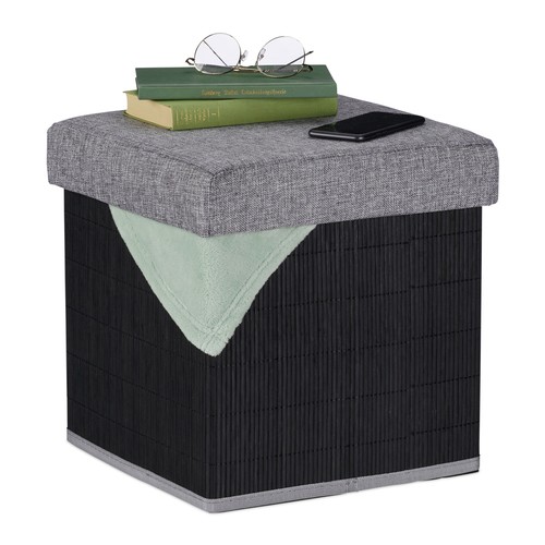 Pouf contenitore bambù nero