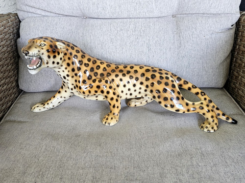 Scultura leopardo ceramica