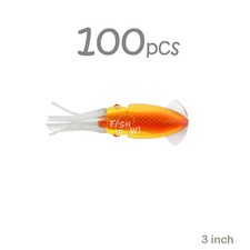 100 pezzi esca polpo 3" arancione giallo stampo rock ling merluzzo artigianale lampadina 3D gonna calamari