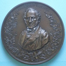 MILANO MEDAGLIA 1883 10 ANNI MORTE DI ALESSANDRO MANZONI BRONZO qFDC COLLEZIONE