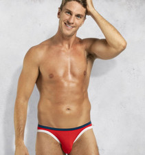 Slip Aussiebum Teball - M32"-33" - Rosso con bordo blu/bianco