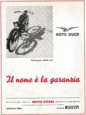PUBBLICITA' 1950 MOTO GUZZI  MOTOLEGGERA GUZZI 65 MANDELLO DEL LARIO COMO