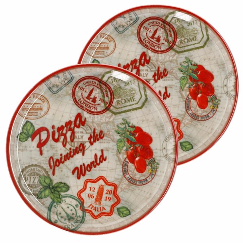 Set piatti pizza roma rosso - pizza,