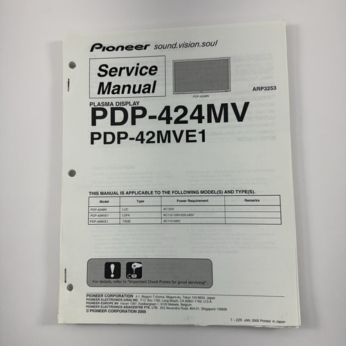 Pioneer manuale servizio - pioneer,