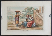 Bartolomeo Pinelli 1809 stampa antica costumi nettuno anzio campagna romana