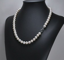 COLLANA IN ORO BIANCO 18 KT CON PERLE D'ACQUA DOLCE BIANCHE CON NODINI OBLN 036