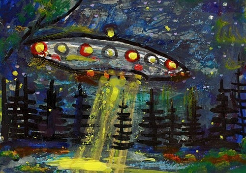 Dipinto originale aceo ufo - originale,