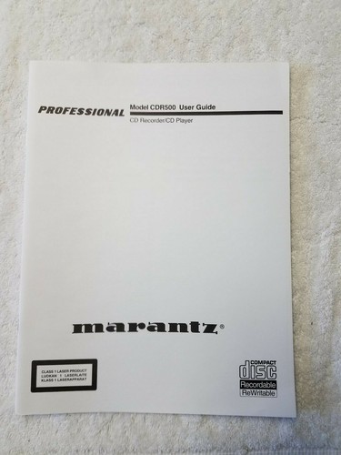Manuale uso marantz cdr500 - marantz,