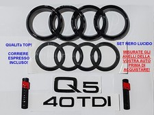 Kit Stemma Logo Anelli per Audi Q5 SQ5 Ant + Post + 40 TDI + 2 SLINE loghi 08-20