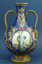 Santarelli Gualdo Tadino Vaso ceramica lustro con putti e mascheroni 1800 XIX