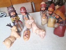 PRESEPE PRESEPIO DI NATALE IN TERRACOTTA 8 STATUINE REALIZZATO A MANO