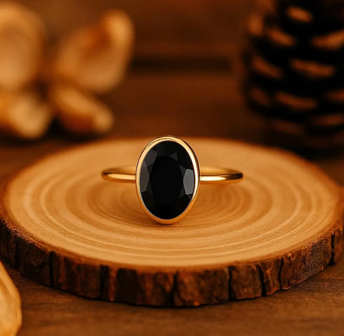 Delicato anello onice - onice, nera