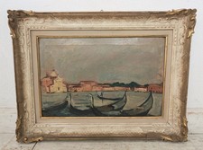 QUADRO DIPINTO olio tela Carlo Monti Arona GONDOLE Venezia ISOLA San Giorgio