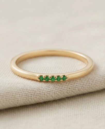 Anello smeraldo verde cinque - anello,