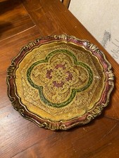 VASSOIO IN LEGNO LAVORATO E DIPINTO DEGLI ANNI 60