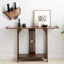 Tavolo consolle vintage 2 strati divano tavolino laterale ripiano bambù per ingresso