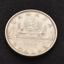 Moneta Argento Canada 1 Dollaro canoa Regina Elisabetta II 1965