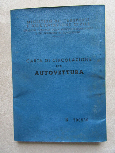Libretto circolazione fiat 600 - circolazione,