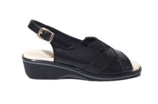 SCARPE SANDALI DONNA SUSIMODA PELLE NERO ZEPPA CINTURINO FIBBIA NUMERO 35 37