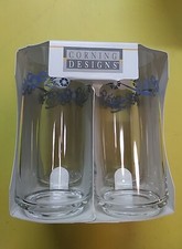 4 bicchieri vintage CORNING WARE FIORDALISO Corelle fiore blu 16 oz NUOVI 