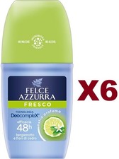6 PZ FELCE AZZURRA DEODORANTE ROLL-ON FRESCO  BERGAMOTTO E FIORI DI CEDRO 50ML