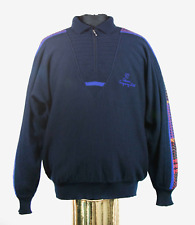 CARLO COLUCCI Zip Jumper Pullover Blu Maglione Wool Blend  Tg54 Made Germany