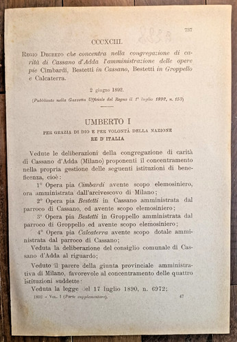 1892 cassano adda regio - 1892,