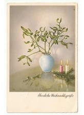 1939 centrotavola natalizio rami vischio candele cartolina Natale Weihachten